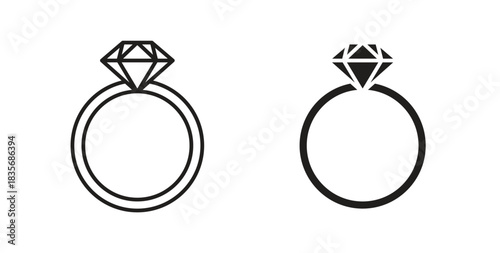 Wedding ring icons, vector symbols. filled flat sign