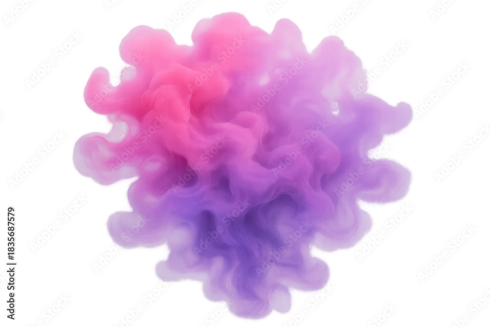 Obraz premium Abstract pink and purple smoke or ink cloud mixing fluidly, creating gradient color texture on transparent background