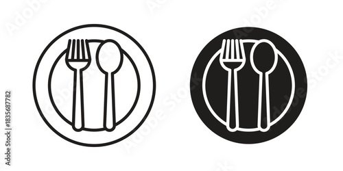 Spoon and Fork icon on white background. Stock vector icon