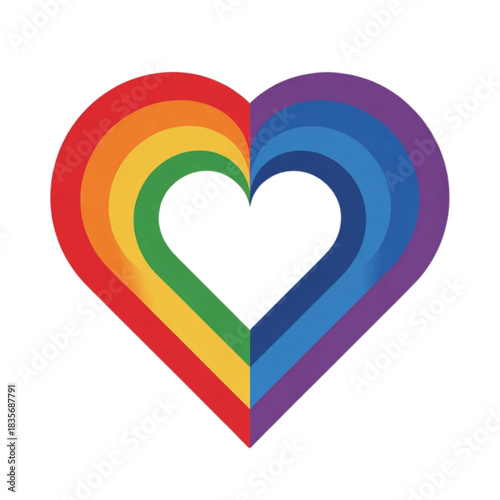 Rainbow heart symbol representing love unity and lgbtq pride celebration  a white background.