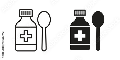 Syrup medicine bottle icon on white background. Stock vector icon