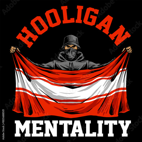 vector of ultras hooligan casual ultras football soccer supporter with flag