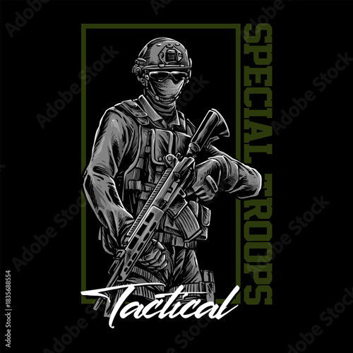 tactical army troops with weapon gun force military