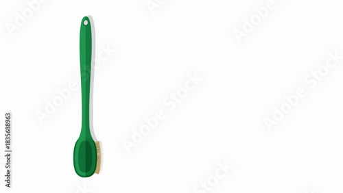 Green silicone spatula with wooden handle on white background, essential kitchen utensil. Silicone spatula used for cooking and baking tasks, offering flexibility and heat resistance.