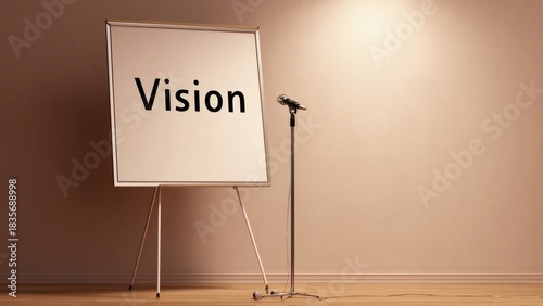 Presentation board with vision message on stand