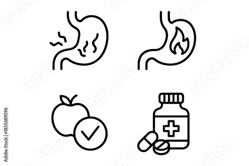 Stomach health issues, digestive discomfort, heartburn, indigestion, and medical treatment options