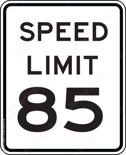 Speed Limit 85 Traffic Sign Editable Vector