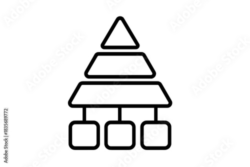 Abstract tiered pyramid structure diagram representing management or data organization