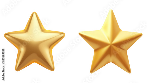 Golden glossy 3D star ornament with smooth gradients and festive highlights in premium decorative Christmas illustration style isolated transparent background, editable vector artwork ai illustration 