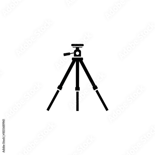 Minimal Flat Design Tripod Icon Isolated - Photography Equipment Element