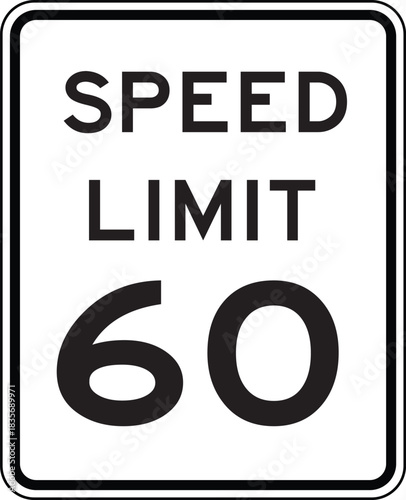 Speed Limit 60 Traffic Sign Editable Vector