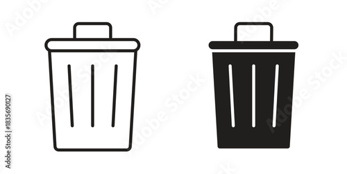 Trash Bin icon in line design. Simple icon vector