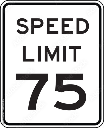 Speed Limit 75 Traffic Sign Editable Vector