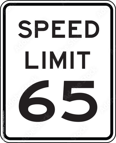 Speed Limit 65 Traffic Sign Editable Vector