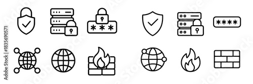 Digital security and network defense symbols representing data protection and internet privacy