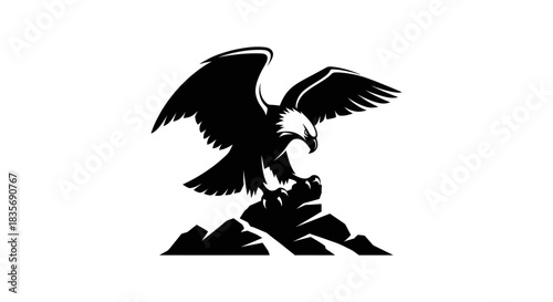 Majestic Eagle Perched on Rocky Mountain Peak.