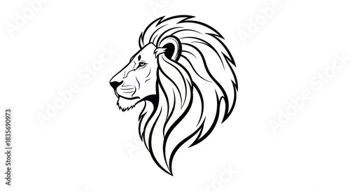 Majestic Lion Head Illustration with Detailed Mane and Noble Profile.