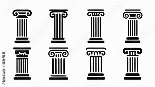 Set of Classical Ionic Column Icons