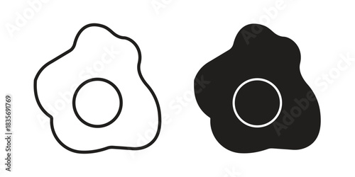 Egg fried icon flat simple icon. Liner version - stock vector.