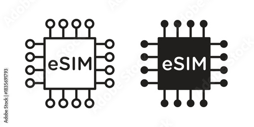 ESIM icon flat simple icon. Liner version - stock vector.