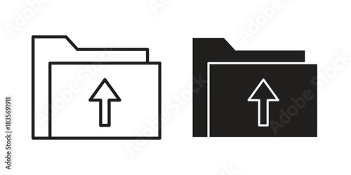 Folder upload icon flat simple icon. Liner version - stock vector.