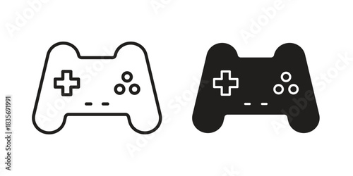 Gamepad icon flat simple icon. Liner version - stock vector.
