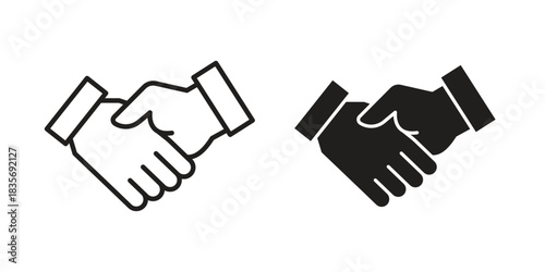 Handshake icon flat simple icon. Liner version - stock vector.