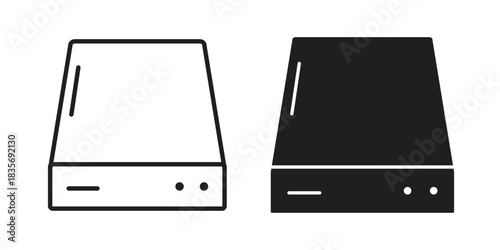 Hard Disk icon flat simple icon. Liner version - stock vector.