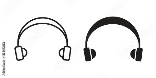 Headset icon flat simple icon. Liner version - stock vector.