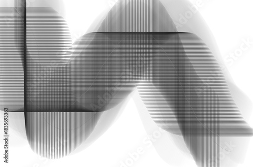 Abstract monochrome illustration of wavy lines forming a complex geometric pattern on white background