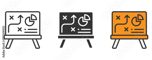 Dynamic business strategies on display boards for corporate growth and project planning, perfect for presentations and innovative ideas