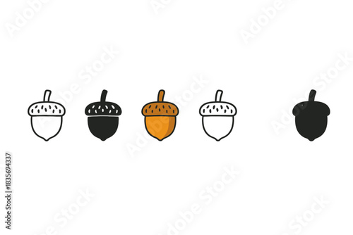 Minimalist Acorn Illustration. Tiny acorn cup with subtle texture on cap, simple minimalist vector illustration, first in line