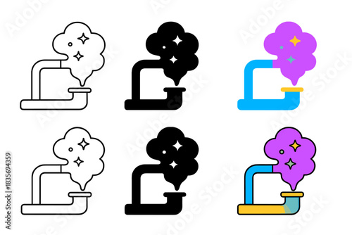 Dream Vapor Capture. Glass tube system with suction capturing ethereal dream vapor, abstract minimal vector illustration, first in