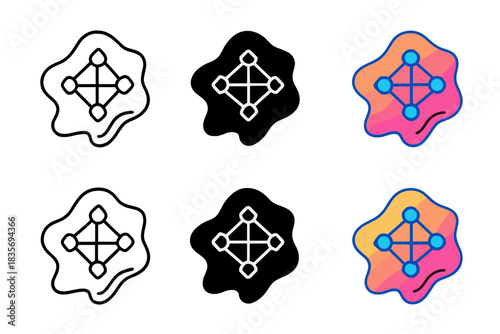 Crystalline Lattice Design. Abstract crystalline lattice with fluid-like flow, minimal vector icon, first in line style with thin