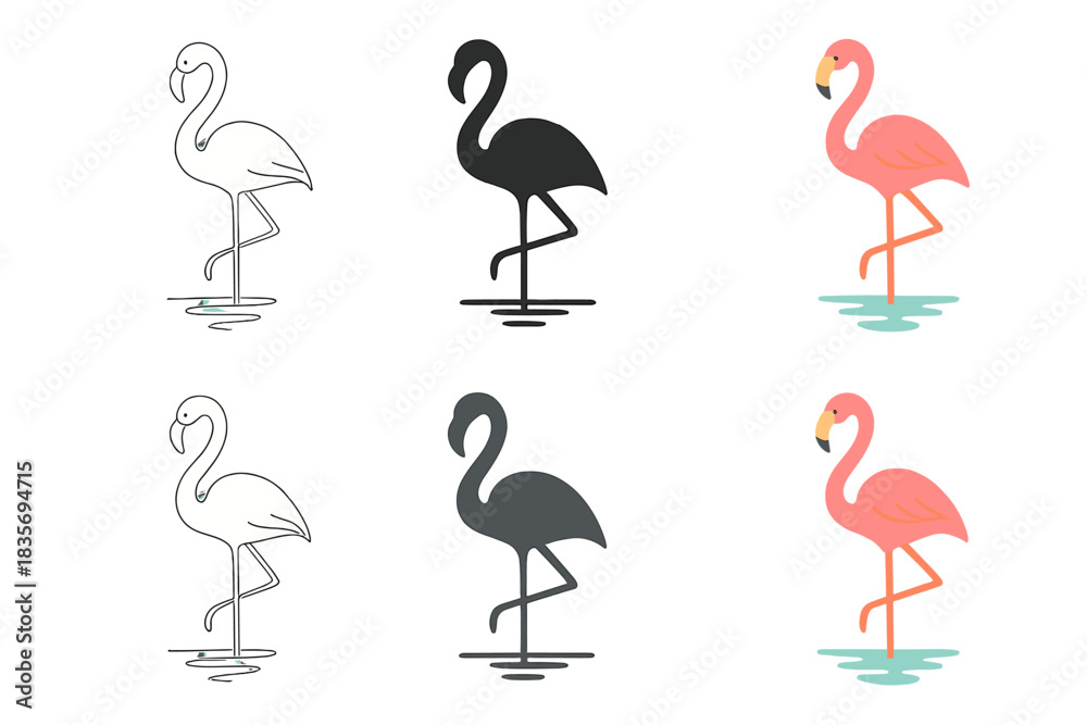 Obraz premium Elegance of Flamingo Leg. Flamingo Lake Leg, minimalist nature-inspired figure capturing elegance and mirrored water calm, first