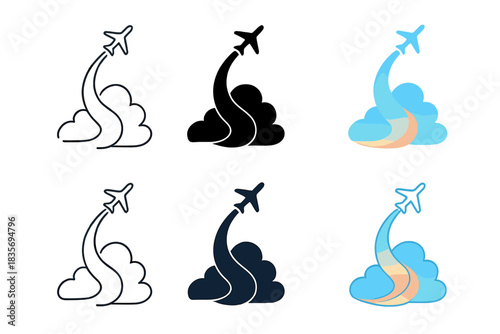 Abstract Airplane Sky. Airplane Cloud Trail, abstract aerial harmony combining dynamic motion, curvature, and soft sky gradients,