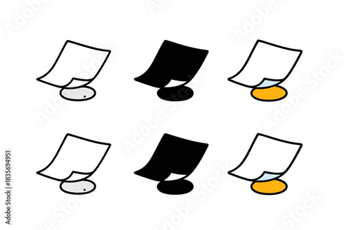 Stylized Paper Layers. Paper piece lifted slightly with glue stick mark visible beneath, crisp minimal effect, first in line style