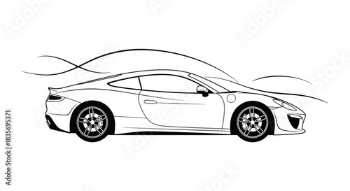 Elegant Sports Car Sketch with Dynamic Lines.