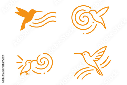 Nectar Pathways. Icons for: nectar threads guiding a hovering silhouette, sweet lines pointing a swift drinker inward, glowing