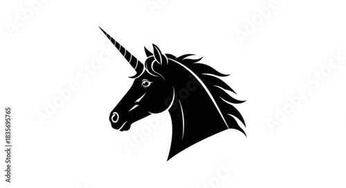 Black unicorn head icon created with generated ai