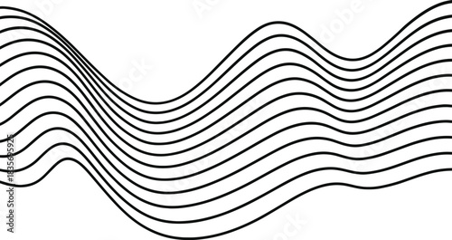 Minimal Flow Wave Line Art Background | Monochrome Abstract Curves Vector