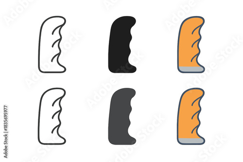 Ergonomic Handle Designs. Ergonomic handle shaped to fit human hand with subtle contours, minimal vector icon, first in line style
