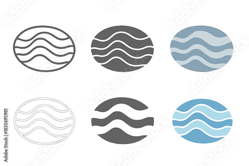 Stylized Damascus Blade Designs. Stylized wavy steel pattern of Damascus blade, simple minimalist vector illustration, first in