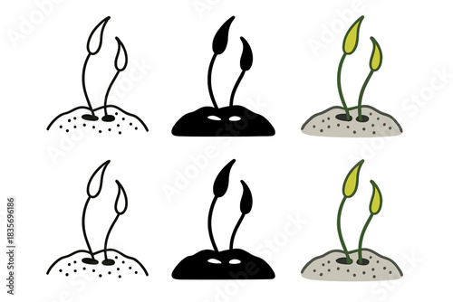 Moss Growth Variations. Minimalist close view of moss filaments sprouting from stone pores, delicate texture and subtle vitality,