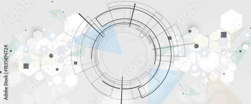 Molecule futuristic technology and science background, DNA strands, connected neural web