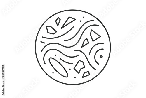 Delicate Shards Icons. Line style vector icons of Delicate Shards: floating pieces, curved lines, translucent waves, mirrored dust