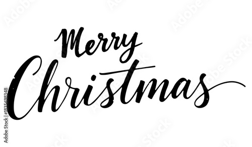 Merry Christmas calligraphy in black ink for holiday greeting