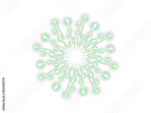 Green fireworks exploding PNG.