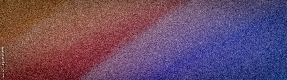 Fototapeta premium High-impact abstract gradient background. Dramatic contrast of warm maroon/red-brown and cool electric blue/violet with a prominent grainy noise texture overlay