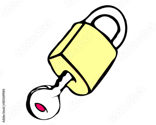 Cyber Security Password Privacy Icon Kids Online Safety Home Protection Real Estate New House Key Doodle Vector
